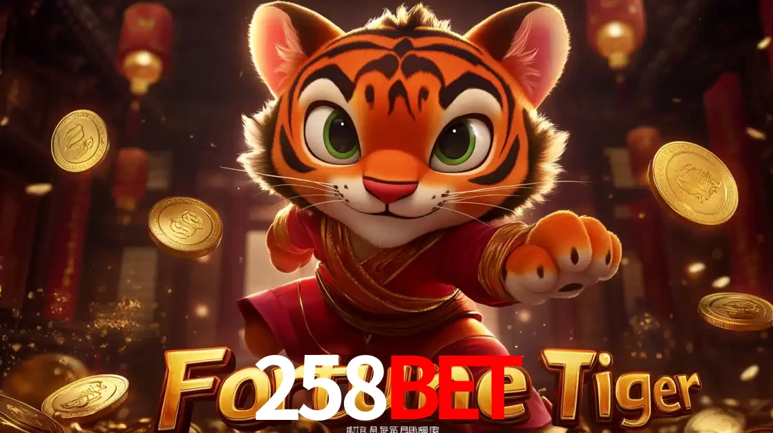 O carismático mascote do jogo de slot Fortune Tiger, um tigre fofo em pose de artes marciais, pronto para trazer sorte e multiplicadores de ganhos no cassino online 258BET.